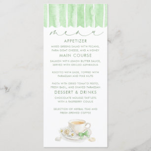 Theekaart groene baby shower menu kaarten