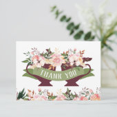 Theekaart met bloemen en theekopje bedankkaart (Staand voorkant)