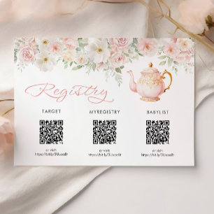 Theekaartje voor registratie bij baby shower informatiekaartje