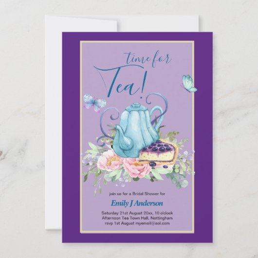 Theekan Bruiloft Feest Theetijd Afternoon Tea Uitn Kaart (Voorkant)
