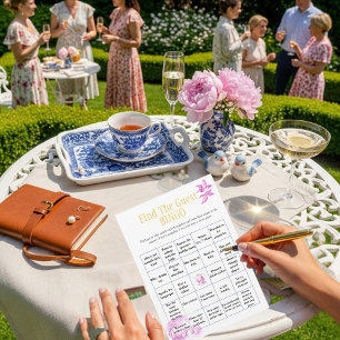 Theeketel Vind de Gast Bruidsbadminton Bingo spel Kaart