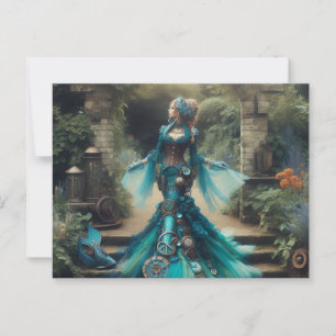 Theekleurige Zeemeermin Steampunk Antieke Victoria Briefkaart