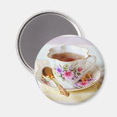 Theekop en gouden theelepel magneet (Voorkant / Achterkant)