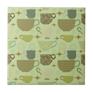 Theekop in Mid Century Modern Sage-stijl Tegeltje