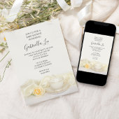 Theekop met witte rozen bloemenkraamfeestje voor b kaart