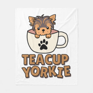 Theekop Yorkie pup Fleece Deken