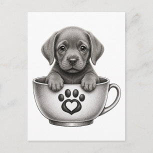 Theekop Zilveren Labrador Retriever Puppy Feestdagenkaart
