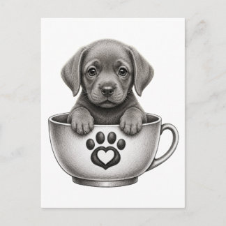 Theekop Zilveren Labrador Retriever Puppy  Feestdagenkaart