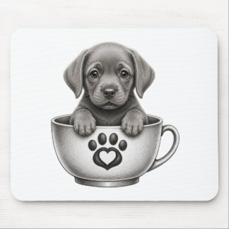 Theekop Zilveren Labrador Retriever Puppy  Muismat