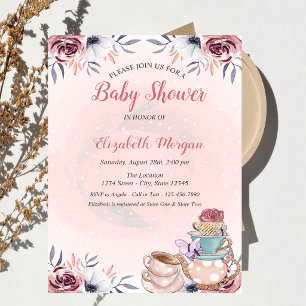 Theekopje met bloemen Thee feestje Baby Shower Kaart