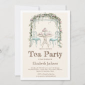 Theekrans met Vintage Bloemen Bruidslunch Kaart (Voorkant)