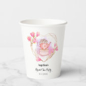 Theekrans Roze Witte Hart Waterverf Papieren Bekers (Achterkant)