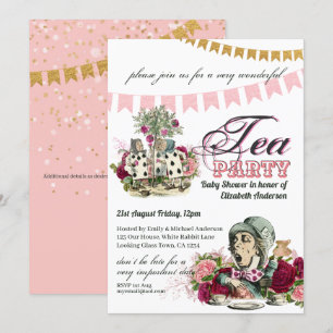 Theekransje BABY SHOWER Alice in Wonderland antiek Kaart