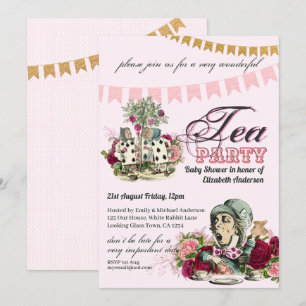 Theekransje BABY SHOWER Alice in Wonderland antiek Kaart