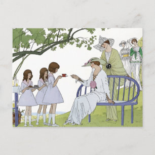 Theekransje in de vintage tuin op Moederdag Briefkaart