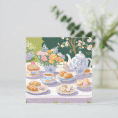 theekransje | Mooie Garden Party Bloemen Kaart (Staand voorkant)