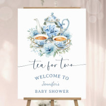 Theekransje voor Twee Baby Shower Jongen Blauwe Th
