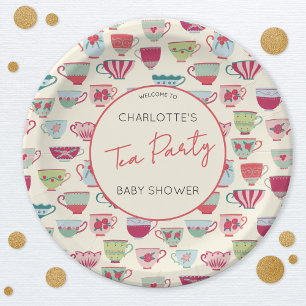 Theekransje voor Vintage Thee Feestje Baby Shower Papieren Bordje