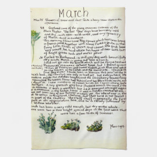 Theelapdoek Nature Notes Maart van Edith Holden Theedoek