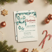 Theelblauw kerstfeest uitnodigingskaart ornament k kaart