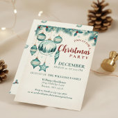 Theelblauw kerstfeest uitnodigingskaart ornament k kaart