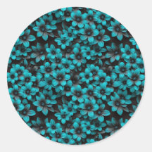 Theelblauwe bloemige cadeaustickers