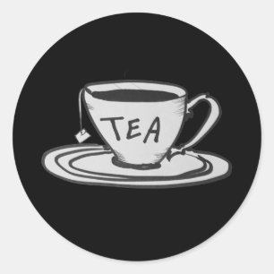 Theeliefhebber tekening minimalistisch ronde sticker