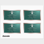 Theelproductlabel Roze Gouden Frame Logo Monogram Rechthoekige Sticker (Vel)