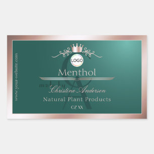 Theelproductlabel Roze Gouden Frame Logo Monogram Rechthoekige Sticker
