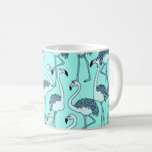 Theemok met Teal Flamingo Patroon – Tropisch Minim Koffiemok