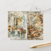 Theepapier voor vintage ontbijt scrapbook