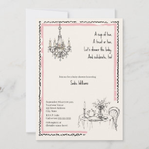 Theepartij Baby Shower Cottagecore Coquette Meisje Kaart