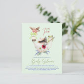 Theepartij Baby Shower Uitnodigingen Cute Theepot (Staand voorkant)
