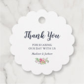 Theepartij met waterverfteekanne en -bloemen bedankjes labels (Achterkant)