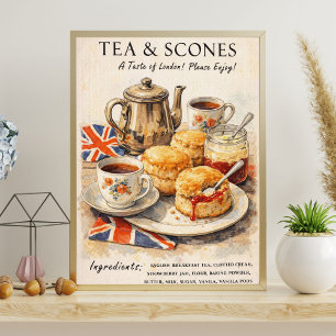 Theeposter met scones Engelse theetijd kunst Poster