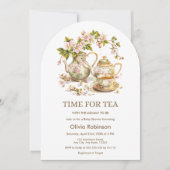 Theepot Bloemen Tijd voor Thee Baby shower Kaart (Voorkant)