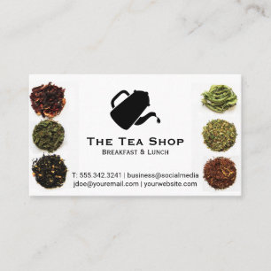 Theepot giet Logo theebladeren Visitekaartje