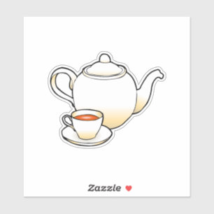 Theepot met theekopje sticker