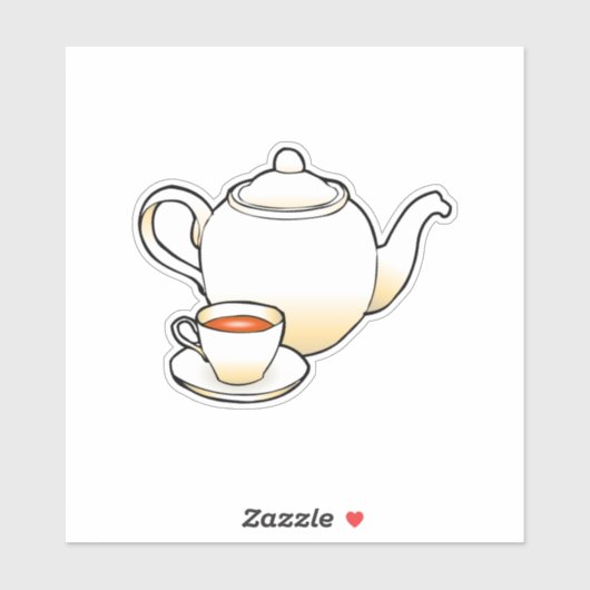 Theepot met theekopje sticker (Vel)