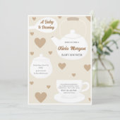theepotten Baby shower Tea Party Uitnodiging Kaart (Staand voorkant)