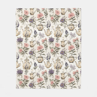  theepotten en -bloemen fleece deken