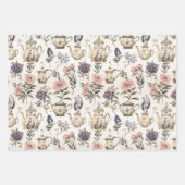 theepotten en -bloemen inpakpapier vel (Voorkant)