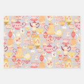 Theepotten en kopjes grijs inpakpapier vel (Voorkant)