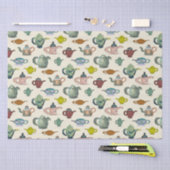 Theepotten in een  patroon tissuepapier (Craft)