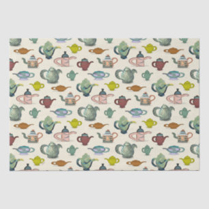 Theepotten in een  patroon tissuepapier