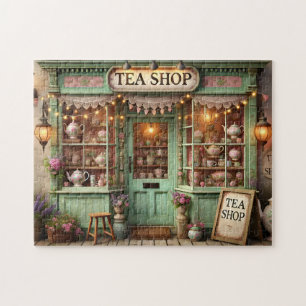 Theepotten in vintage theesalon - Cottagecore Huis Legpuzzel