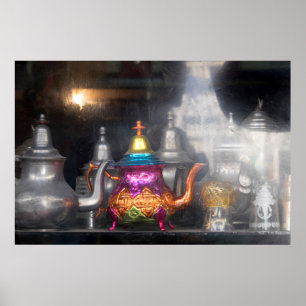 Theepotten te koop op de markt poster