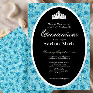 Theerozen Elegante Zilveren Bloem Quinceanera Folie Uitnodiging