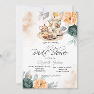 Theeset Groene Rozen Bruidsmeisjesfeest Kaart