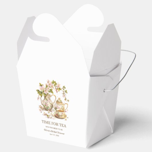 Theetijd met Theepot Trouw Bruiloft Bedankdoosjes (Geopend)